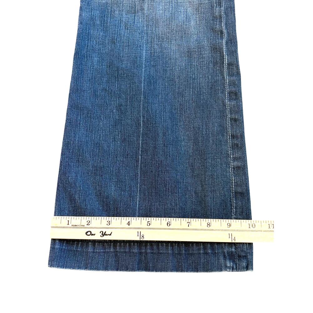 7 For All Mankind Dojo Jeans Womens Size 31 Blue Wide Flare Leg 100% Cotton Boho - Picture 9 of 9